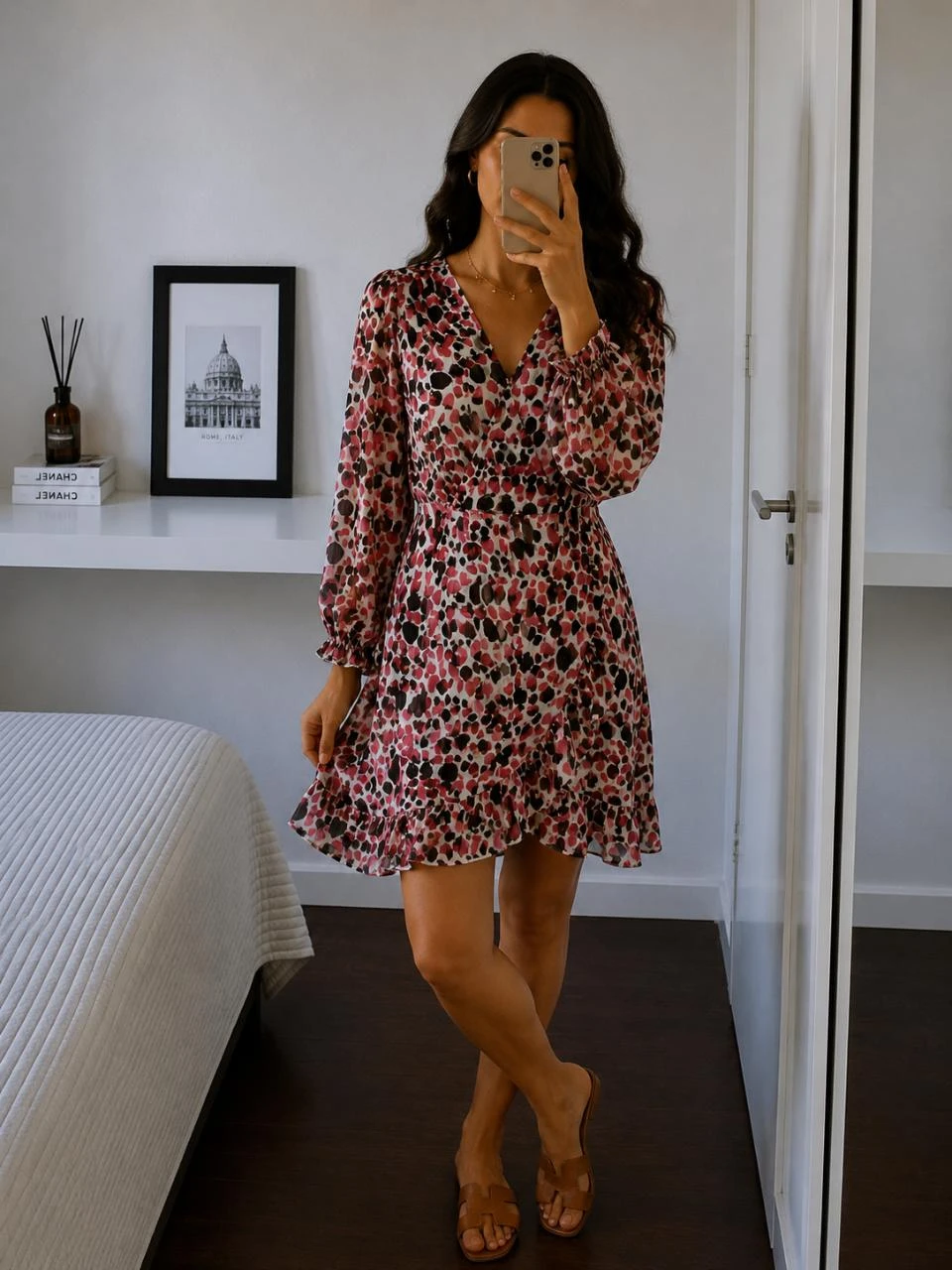 Robe style pois imprimée rose Peace n' Love